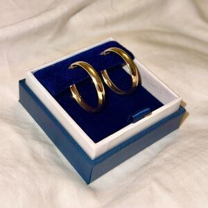 Golden Hour Wide Round Hoop Earrings In 14K Yellow Gold